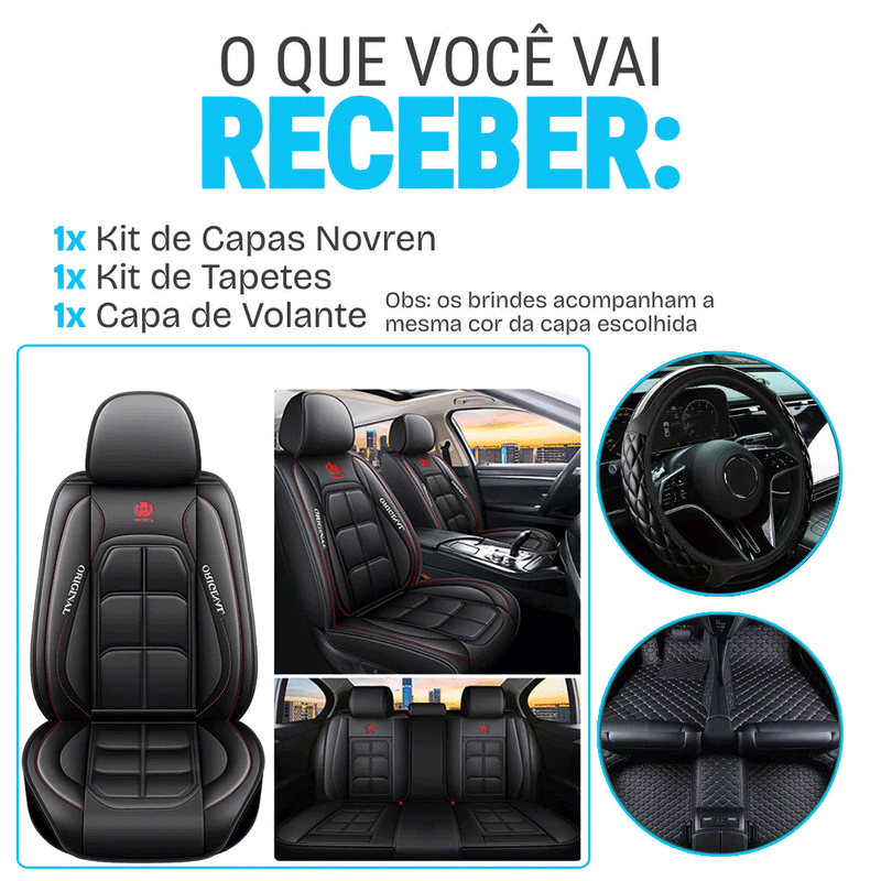 Kit Novren™ — Capas de Couro Premium + Tapetes e Capa de Volante GRÁTIS